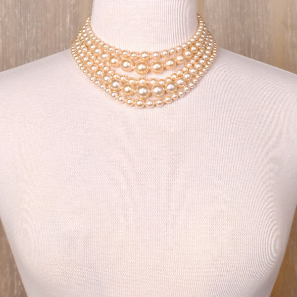 5 Strand White Pearl Necklace