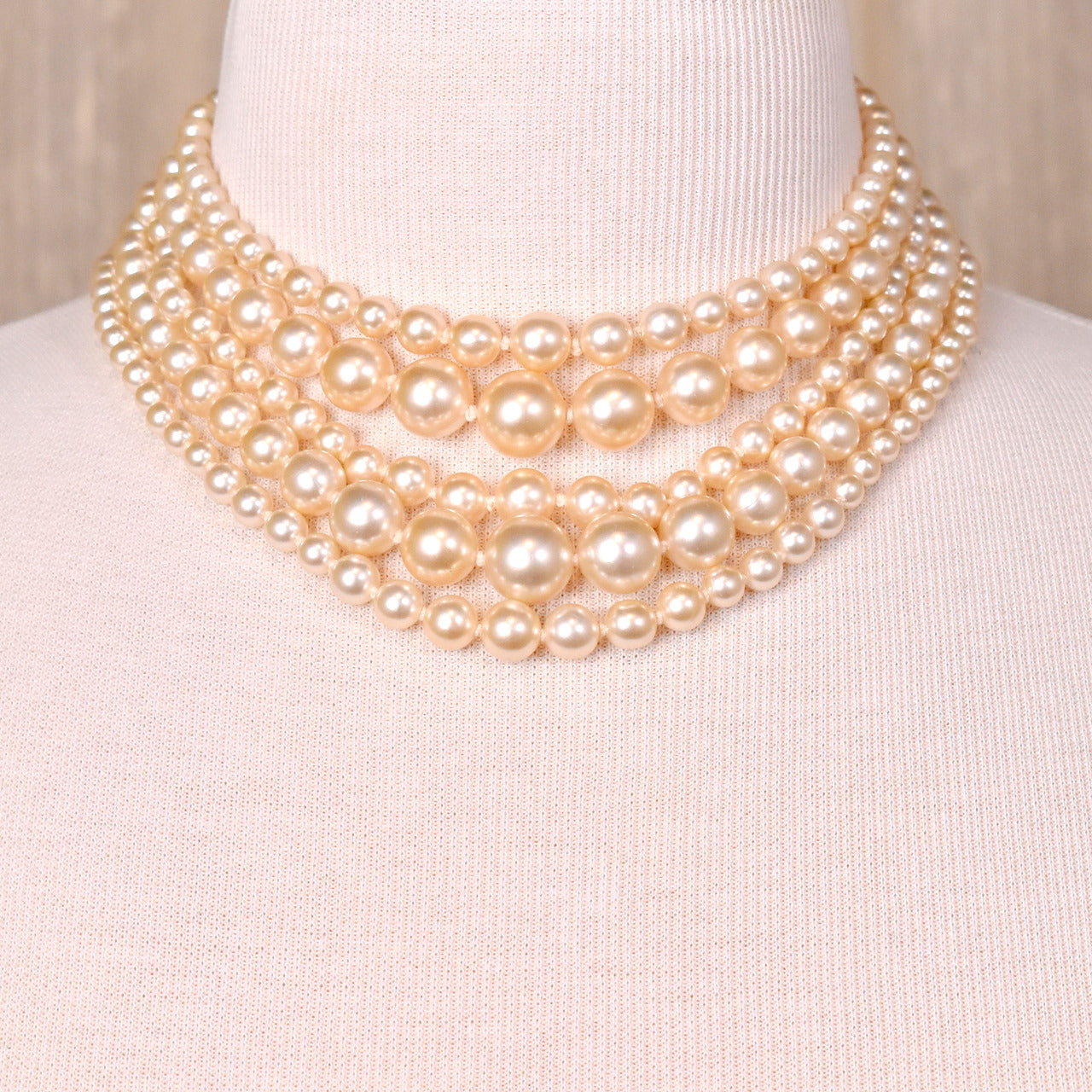 5 Strand White Pearl Necklace