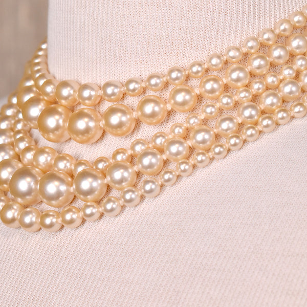 5 Strand White Pearl Necklace