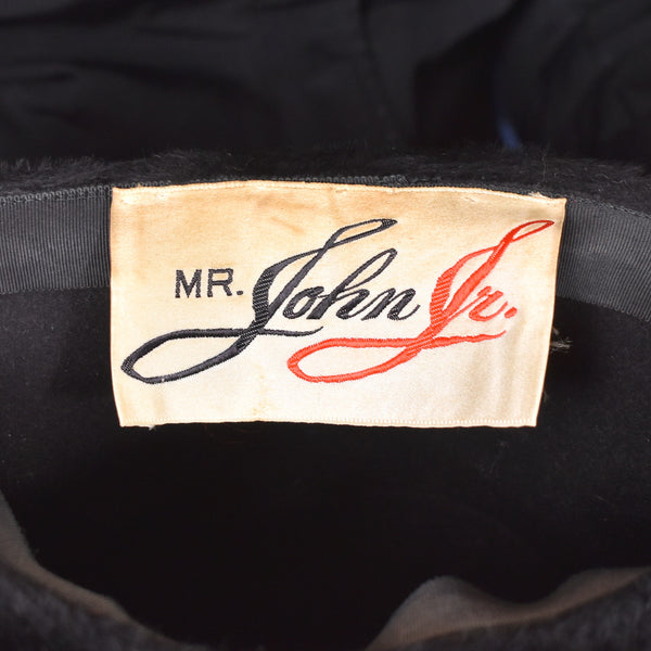 1960s Mr. John Jr Black Velvet Button Hat