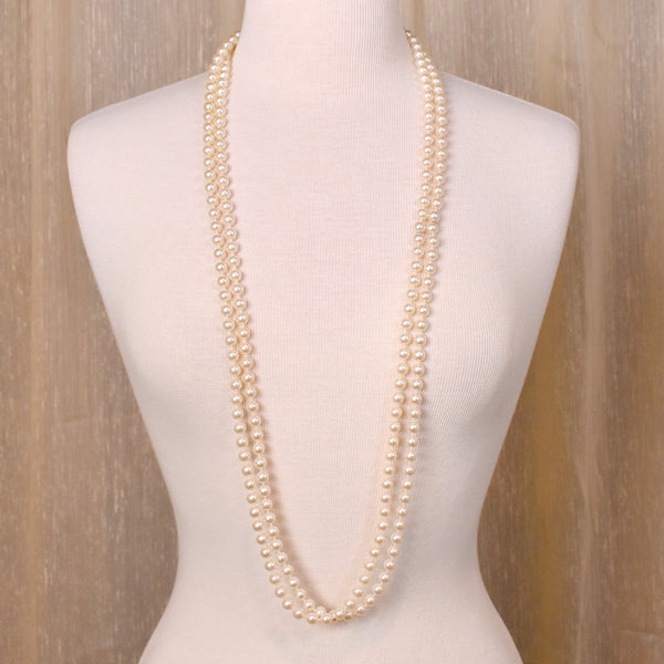 Extra Long White Faux Pearl Necklace