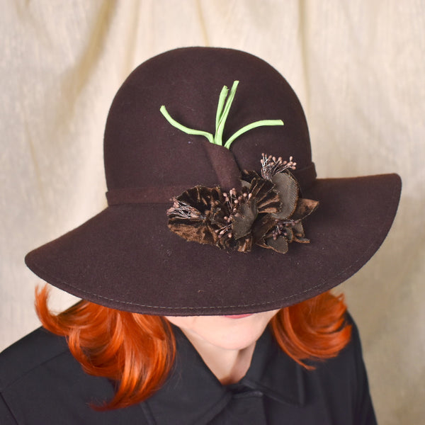 1970s Papagallo Brown Floral Hat