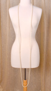 Extra Long White Faux Pearl Necklace