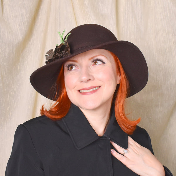 1970s Papagallo Brown Floral Hat
