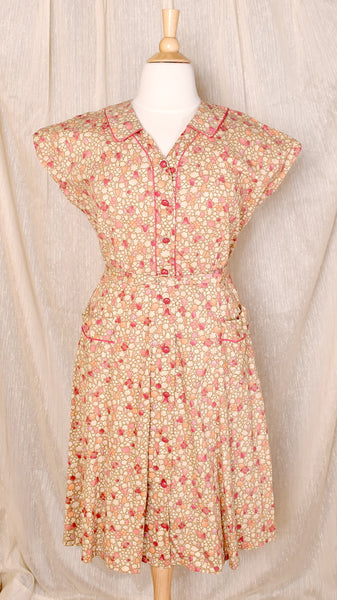 NWOT 1950s Pink Floral Shirt Dress