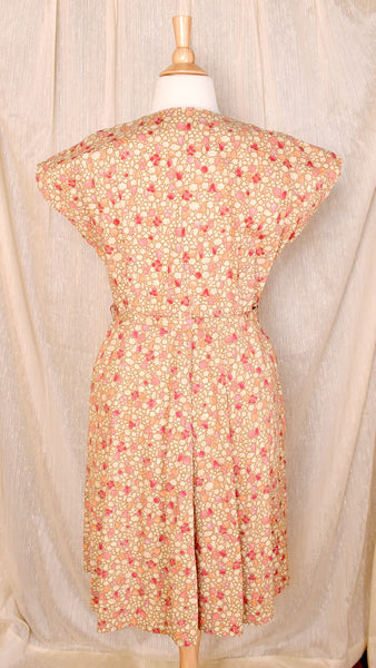 NWOT 1950s Pink Floral Shirt Dress