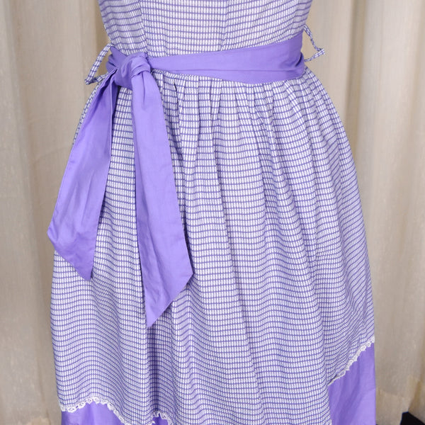 1950s  Purple Pleated Color Block Sun Dress