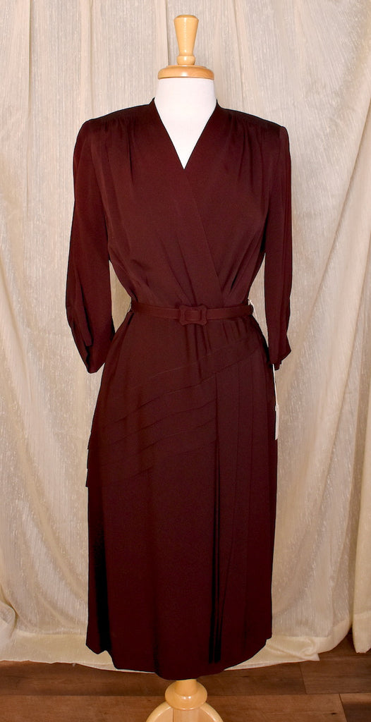 NWT 1940s Rich Brown Draped Dress Cats Like Us NWT 1940s Rich Brown Draped Dress Cats Like Us