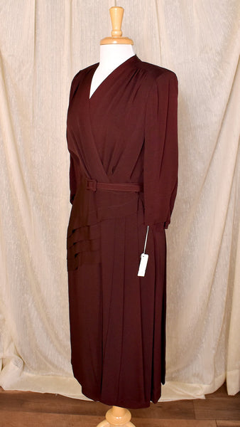 NWT 1940s Rich Brown Draped Dress