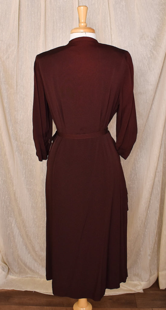 brown 1940s dress 1940s Dorothy O'Hara brown wool crepe dress (pattern/study) Hemlock Vintage Clothing