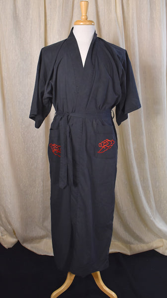 1970s Black Red Dragon Robe