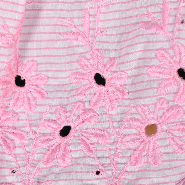 1950s Pink Eyelet Border Striped Gilden Sun Dress