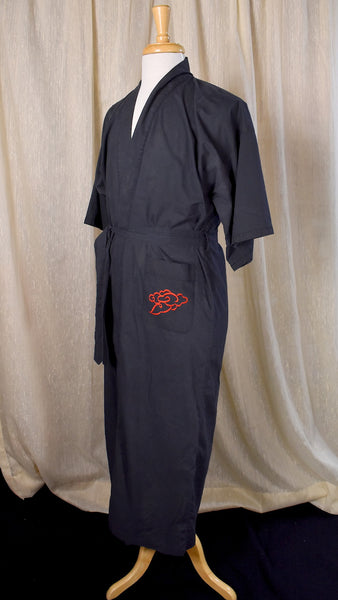1970s Black Red Dragon Robe