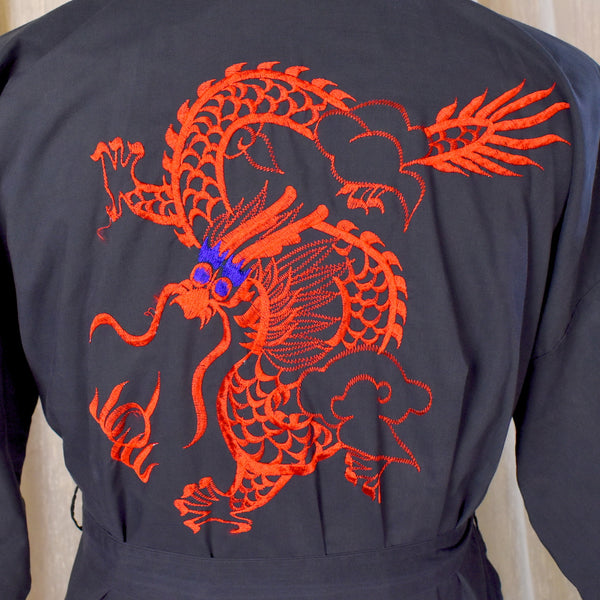 1970s Black Red Dragon Robe