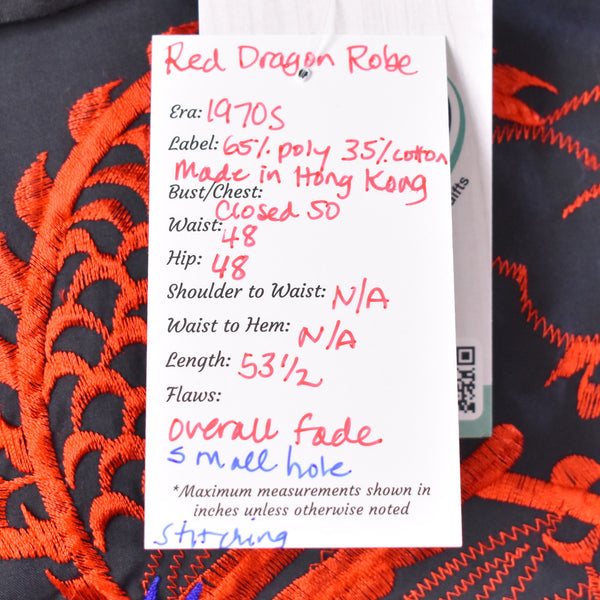 1970s Black Red Dragon Robe