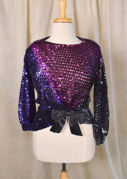1980s Sequin Bow Disco Top