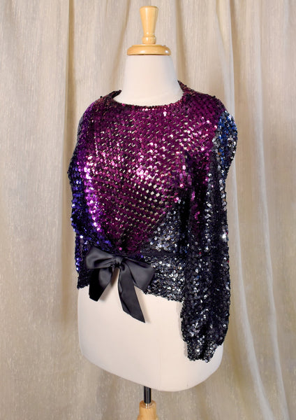 1980s Sequin Bow Disco Top