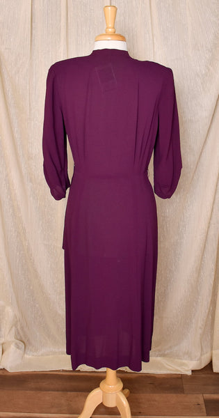 1940s Rich Plum Beaded Dress