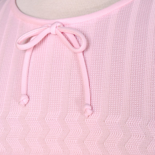 1970s Pastel Pink Knit Zig Zag Dress