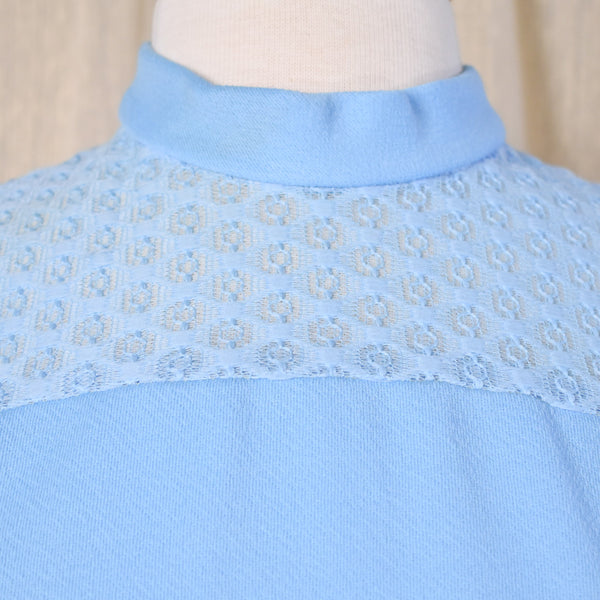 1960s Ultra Long Powder Blue Lace Maxi Dress
