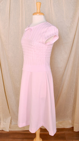 1970s Pastel Pink Knit Zig Zag Dress