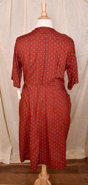 NWT 1960s Paisley & Burgundy Dress