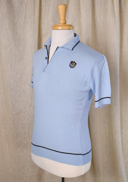 1970s Ultra Soft Sky Blue Olympic Polo Sweater