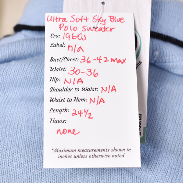 1970s Ultra Soft Sky Blue Olympic Polo Sweater