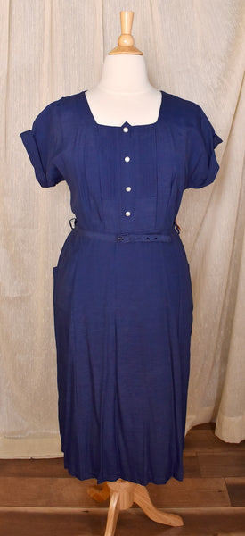 NWT 1950s Navy Pearl Button Dress