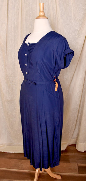 NWT 1950s Navy Pearl Button Dress