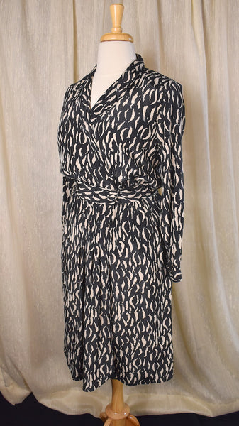 1980s Low Cut Animal Print Shirt Dress