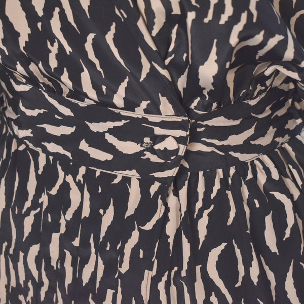1980s Low Cut Animal Print Shirt Dress