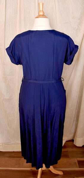 NWT 1950s Navy Pearl Button Dress