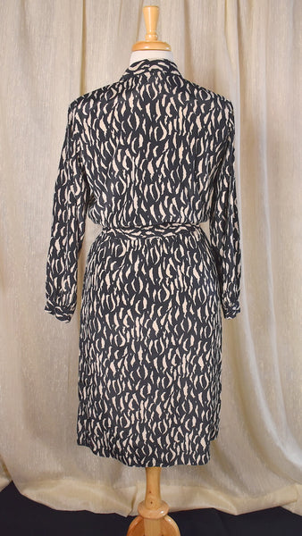 1980s Low Cut Animal Print Shirt Dress