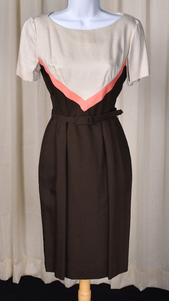 1960s Brown Chevron Color Block Wiggle Dress – Cats Like Us