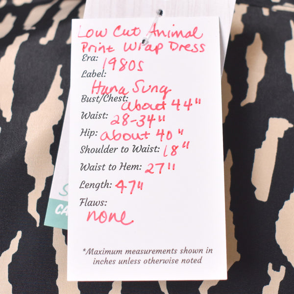1980s Low Cut Animal Print Shirt Dress