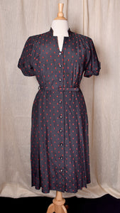 NWOT 1950s Flocked Red Diamond Shirt Dress