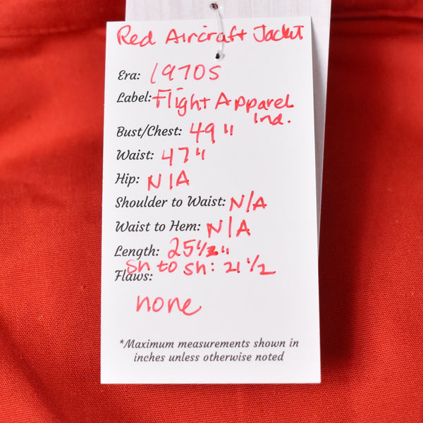 1970s Red Aircraft Flight Jacket