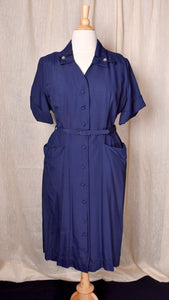 NWOT 1950s Navy Velvet Ribbon Dress