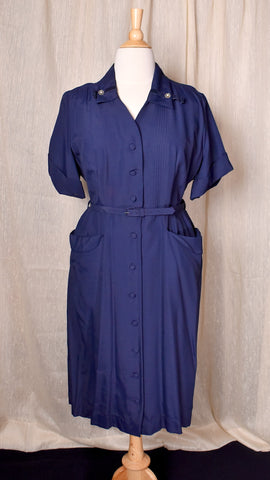 NWOT 1950s Navy Velvet Ribbon Dress