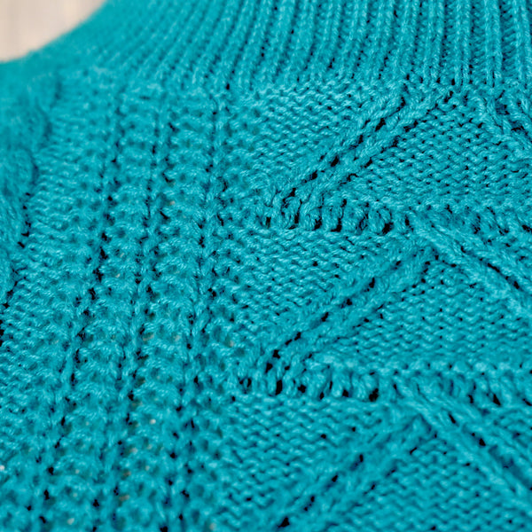 1980s Teal Button Back Cropped Sweater