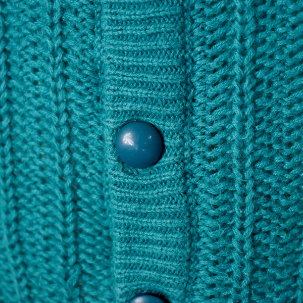 1980s Teal Button Back Cropped Sweater