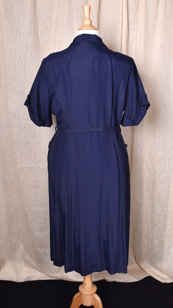 NWOT 1950s Navy Velvet Ribbon Dress