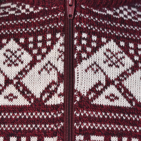 1970s Aztec Print Ski Zipper Cardigan Sweater