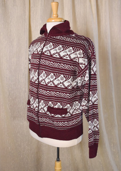 1970s Aztec Print Ski Zipper Cardigan Sweater