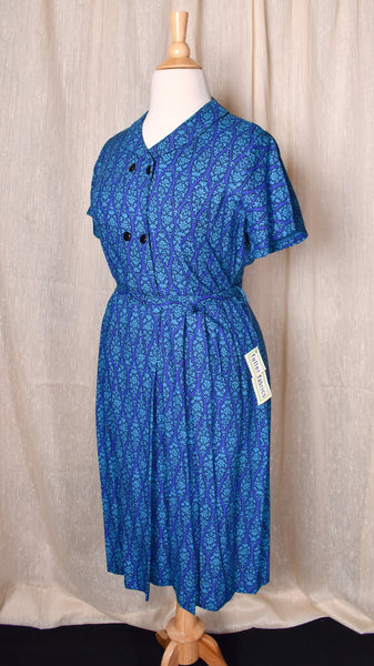 NWT 1950s Blue Asymmetrical Shirt Dress