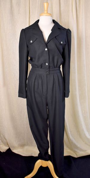 1980s Black Rhinestone Jumpsuit