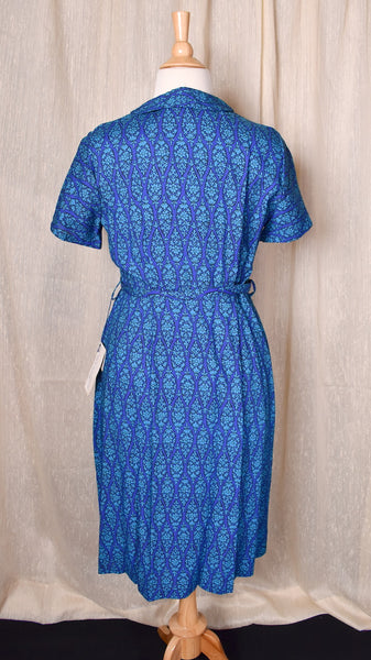 NWT 1950s Blue Asymmetrical Shirt Dress