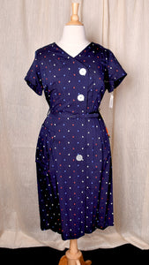 NWT 1950s Patriotic Diamond Print Button Dress