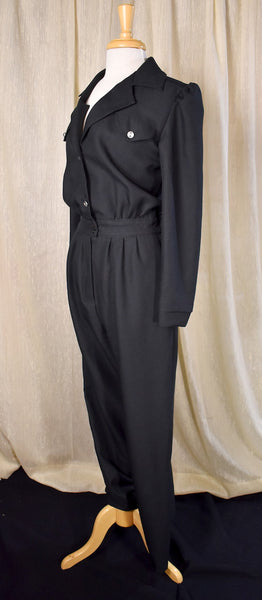 1980s Black Rhinestone Jumpsuit